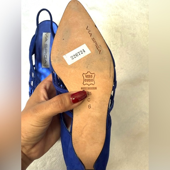 Vintage VIA SPIGA; 80s cobalt blue sling back kitten heels - Picture 5 of 6